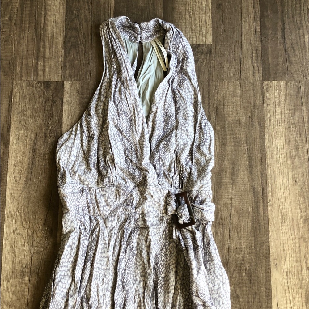 Anthropologie Anthropologie Marfa Dress Snakeskin Gray Motif Tie Wrap Midi 2 - Picture 5 of 11